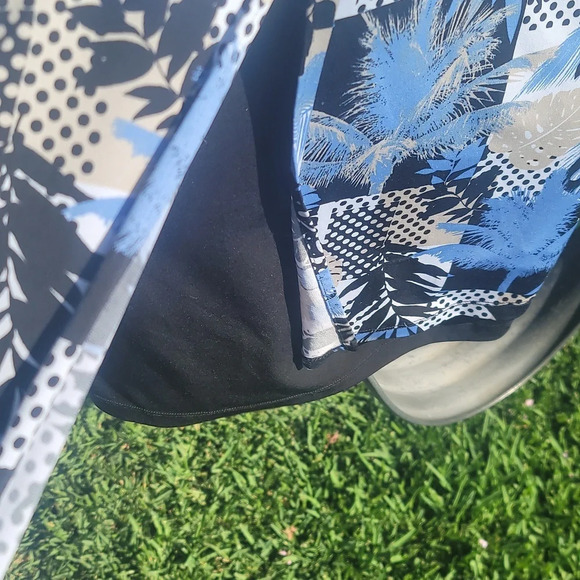 CHRISTOPHER & Banks xl double layer tank top black white blue leaves polka dots - Picture 6 of 6